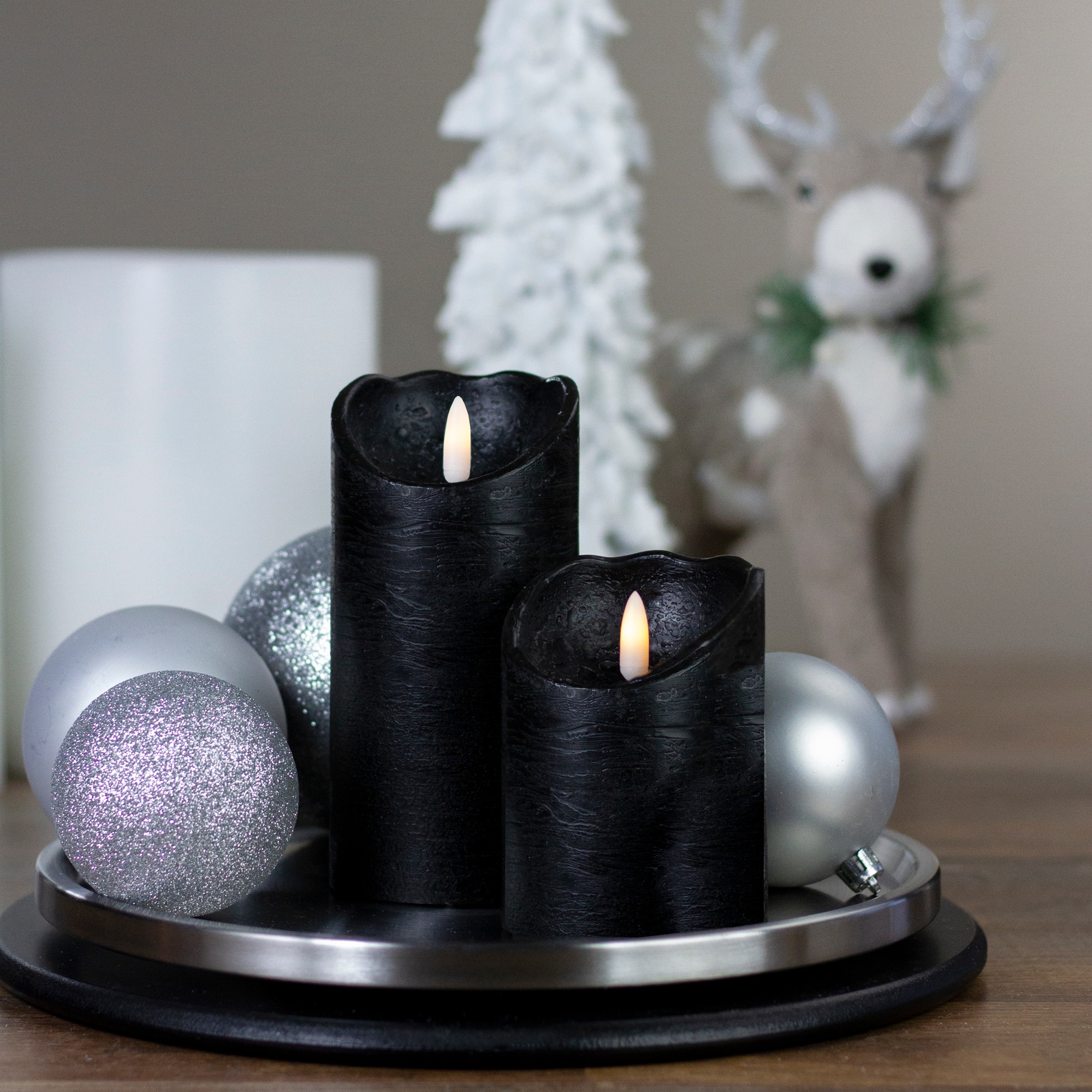 4" LED Black Flameless Halloween Décor Candle